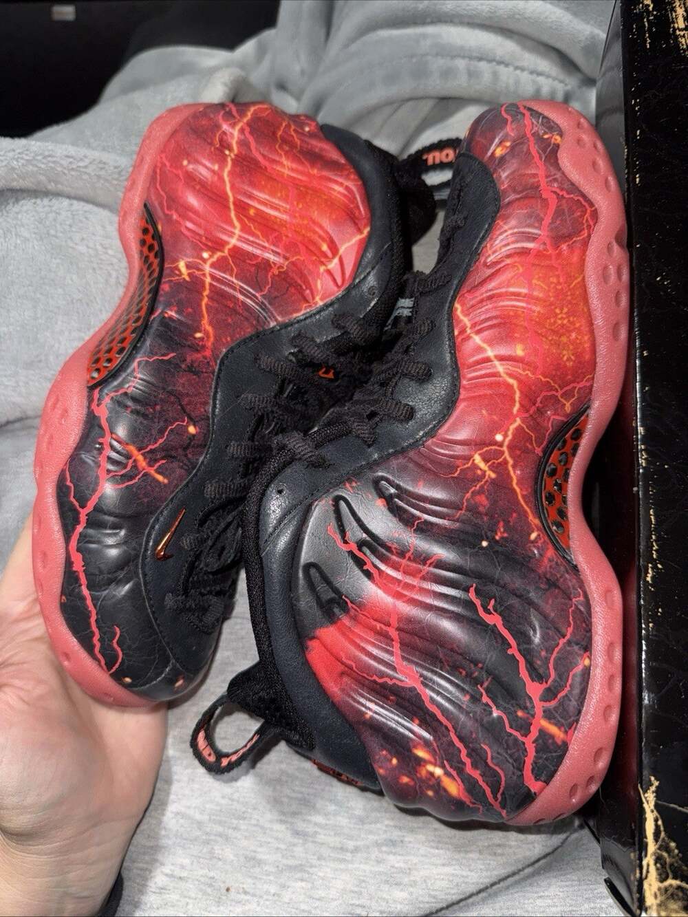 Size 6.5 IR7336 001 Nike Air Foamposite One Prm Black Bright Crimson